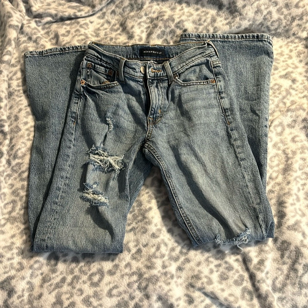 Flared high rise jeans